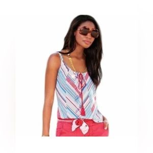 CAbi Tassel Tank - red white blue - size S
